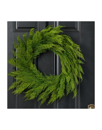 Real Touch Lebanon Cedar Greenery Christmas Wreath - 24"