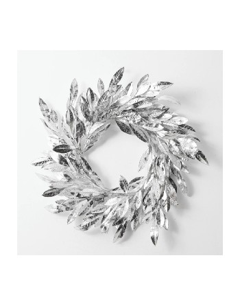 Metallic Silver Bay Leaf Christmas Wreath – 24”