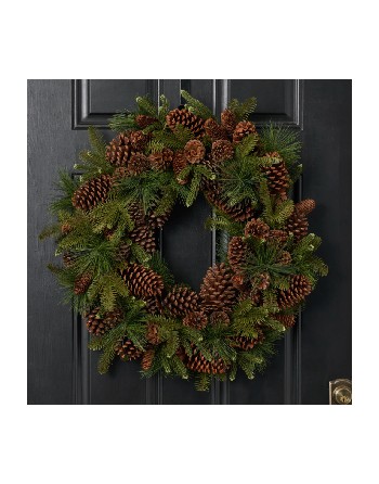 Classic Mixed Pine with Pinecones Christmas Wreath – 24”