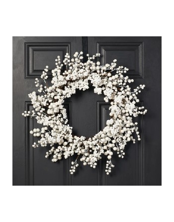 Winter White Pearl Berry Christmas Wreath – 24”