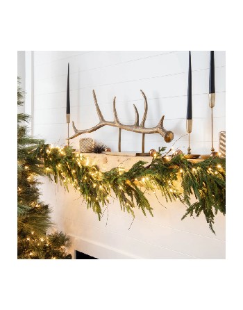 Twig Light & Real Touch Green Norfolk Pine Pre-Lit Christmas Garland – 7ft Length