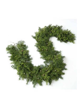 Real Touch Seeding Juniper Berry Luxury Evergreen Christmas Mantel Garland – 6ft Length