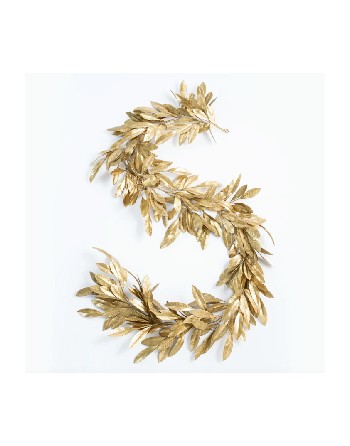 Antiqued Gold Bay Leaf Christmas Holiday Front Door Garland Table Runner – 6ft Length
