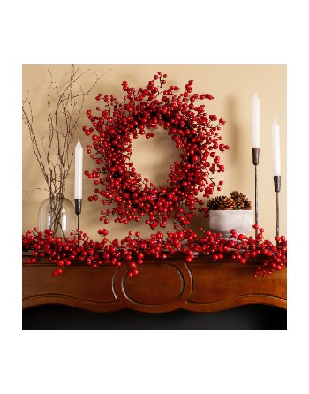 Red Berry Christmas Mantle Garland – 5ft Length